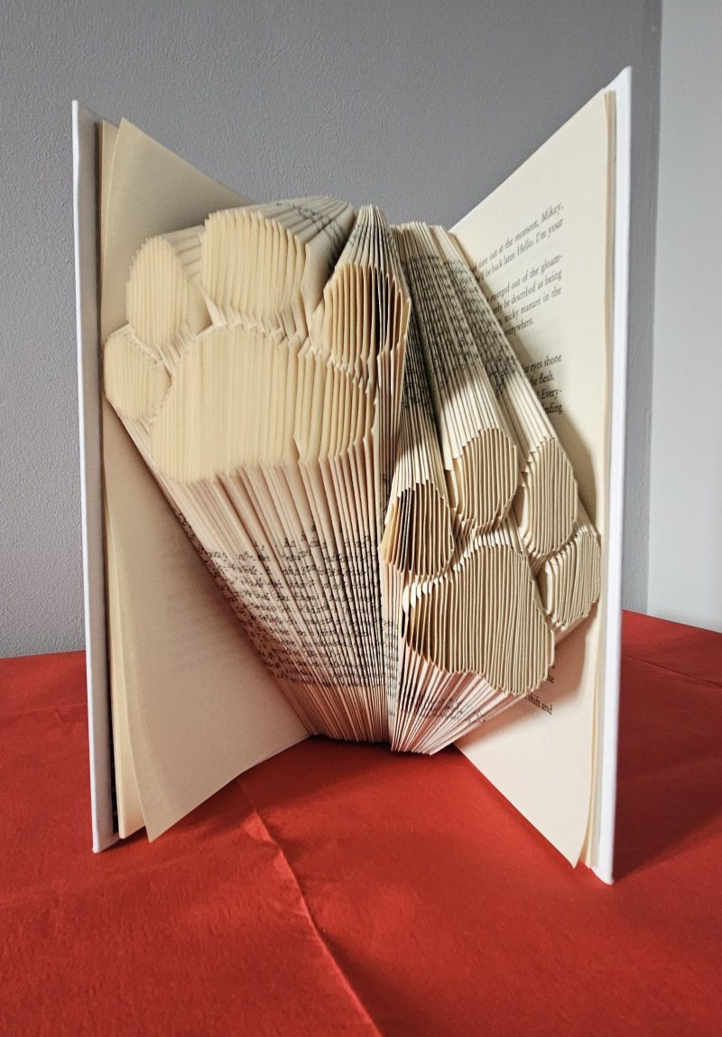 Folded Book Art. Paws. Recycled Book Gift.