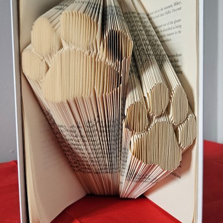 Folded Book Art. Paws. Recycled Book Gift.