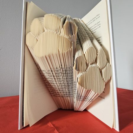 Folded Book Art. Paws. Recycled Book Gift.