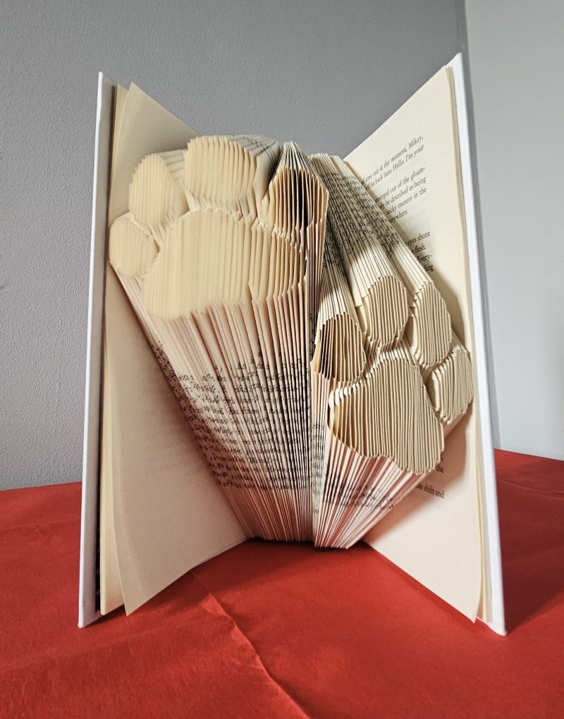Folded Book Art. Paws. Recycled Book Gift.