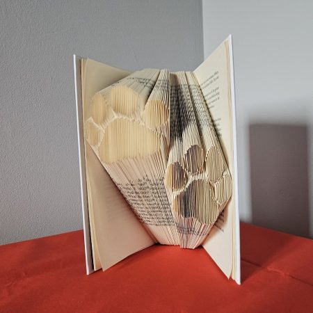 Folded Book Art. Paws. Recycled Book Gift.
