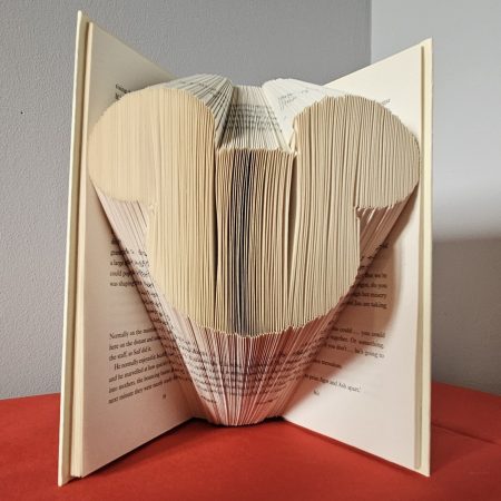 Folded Book Art. Character Mouse. Recycled Book Gift.