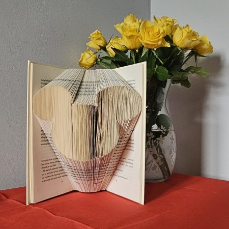 Folded Book Art. Character Mouse. Recycled Book Gift.