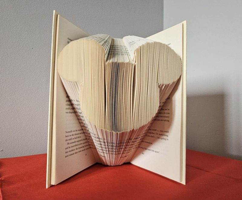 Folded Book Art. Character Mouse. Recycled Book Gift.