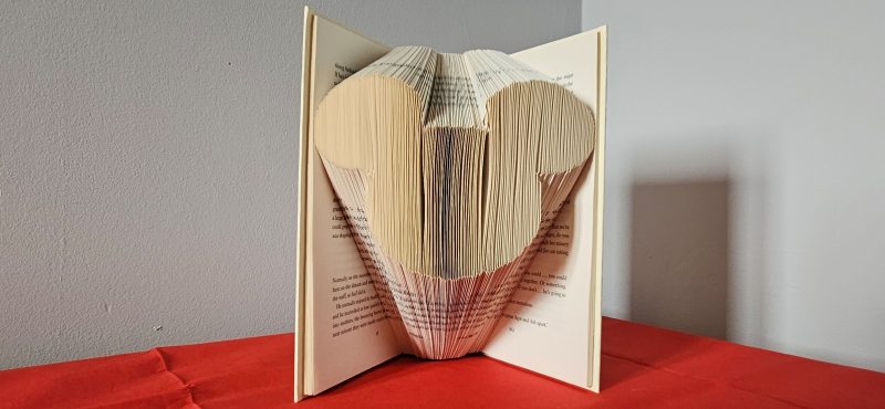 Folded Book Art. Character Mouse. Recycled Book Gift.