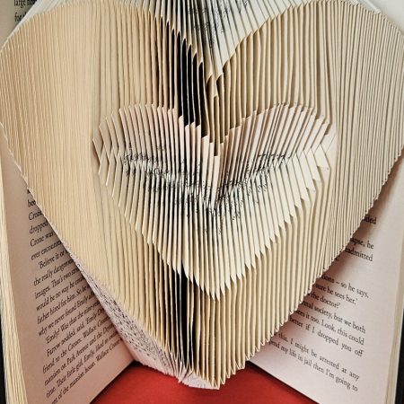 Folded Book Art. Heart. Love. Recycled Book Gift.