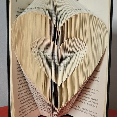 Folded Book Art. Heart. Love. Recycled Book Gift.