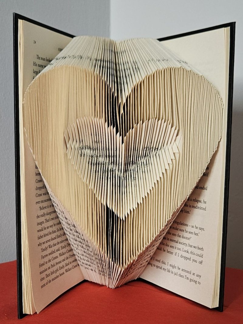 Folded Book Art. Heart. Love. Recycled Book Gift.