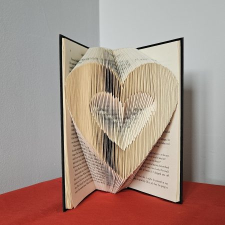 Folded Book Art. Heart. Love. Recycled Book Gift.