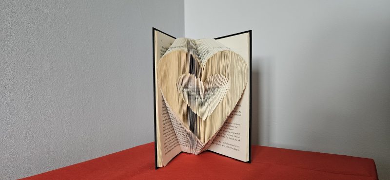 Folded Book Art. Heart. Love. Recycled Book Gift.