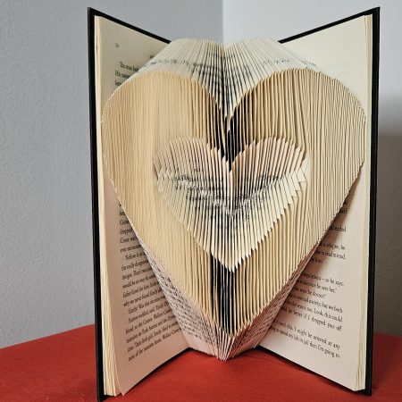 Folded Book Art. Heart. Love. Recycled Book Gift.