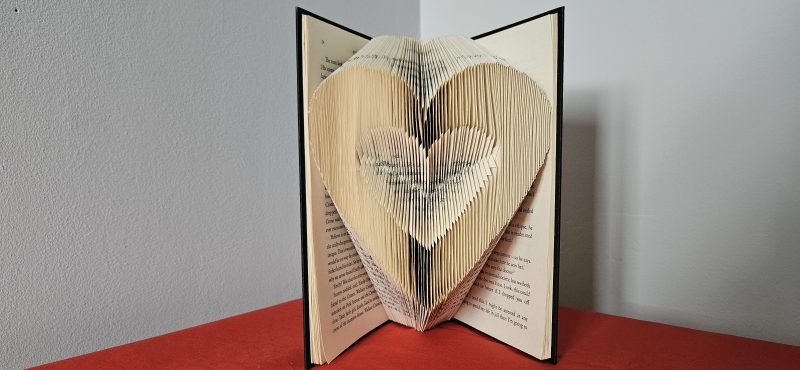 Folded Book Art. Heart. Love. Recycled Book Gift.