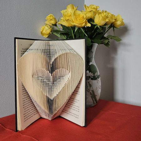 Folded Book Art. Heart. Love. Recycled Book Gift.
