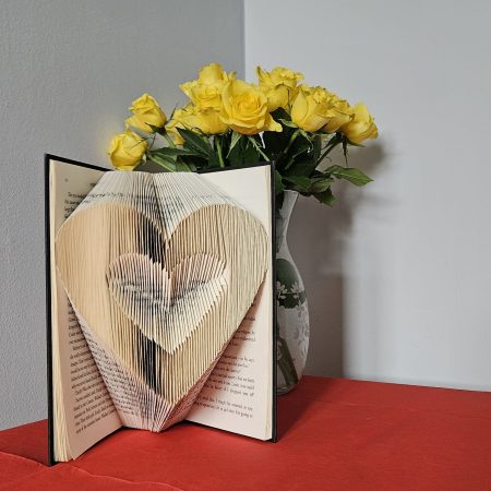 Folded Book Art. Heart. Love. Recycled Book Gift.