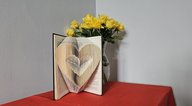 Folded Book Art. Heart. Love. Recycled Book Gift.