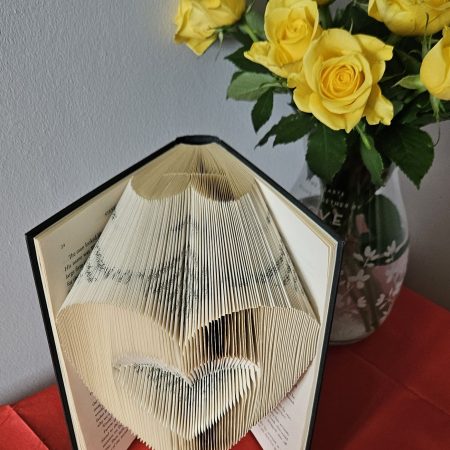 Folded Book Art. Heart. Love. Recycled Book Gift.