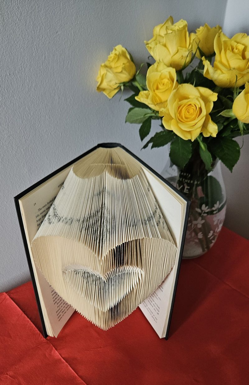 Folded Book Art. Heart. Love. Recycled Book Gift.