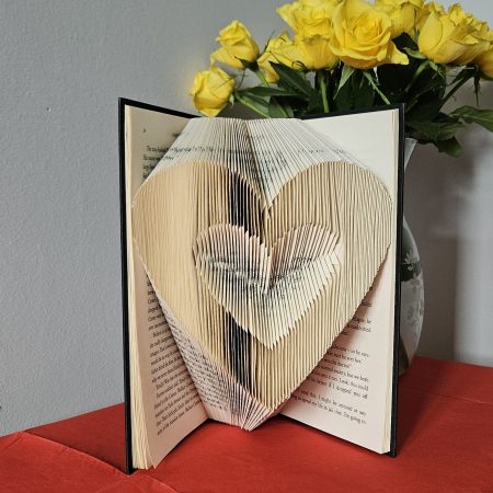 Folded Book Art. Heart. Love. Recycled Book Gift.
