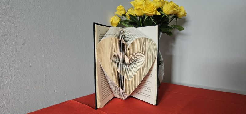 Folded Book Art. Heart. Love. Recycled Book Gift.