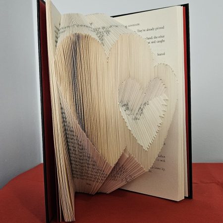 Folded Book Art. Hearts Entwined. Recycled Book Gift.