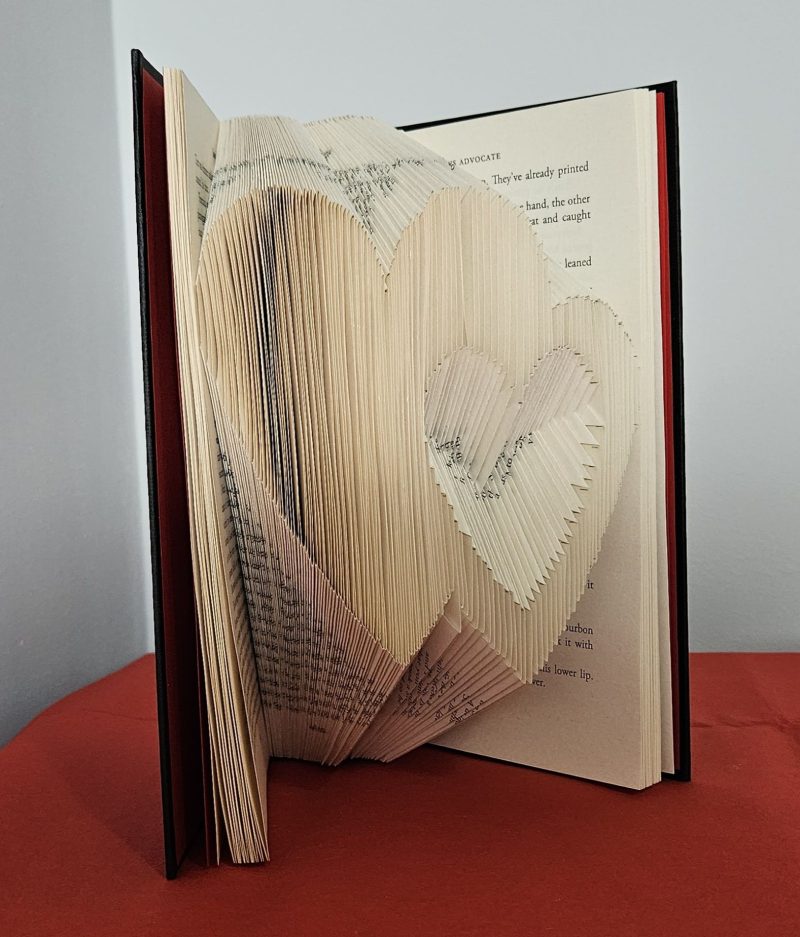 Folded Book Art. Hearts Entwined. Recycled Book Gift.