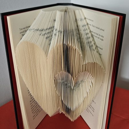 Folded Book Art. Hearts Entwined. Recycled Book Gift.