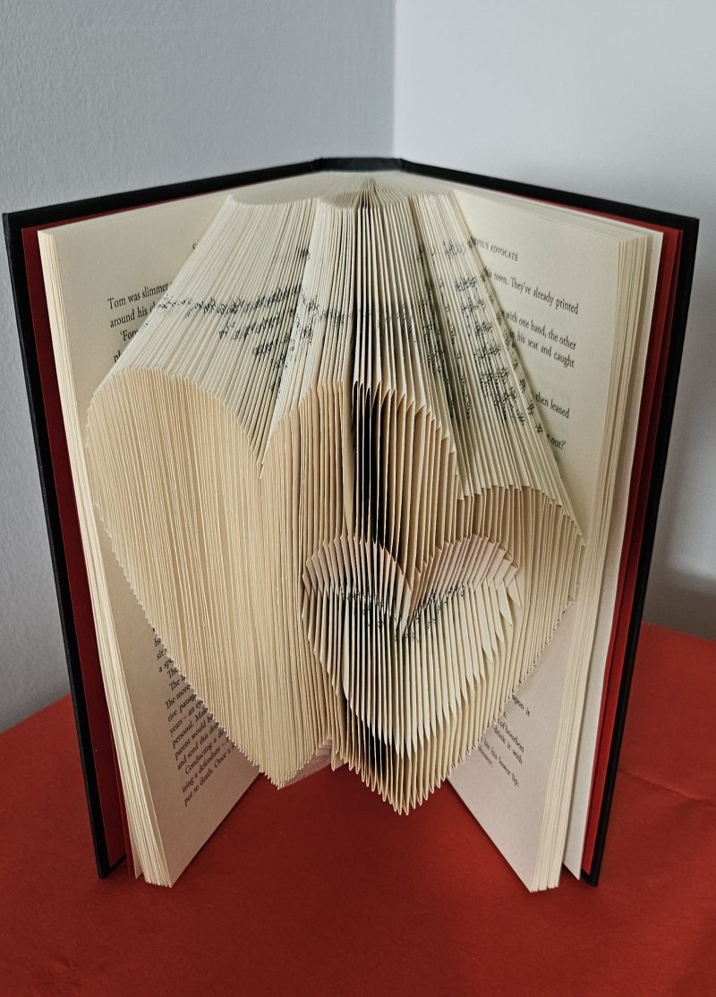 Folded Book Art. Hearts Entwined. Recycled Book Gift.