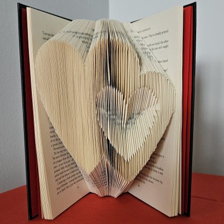 Folded Book Art. Hearts Entwined. Recycled Book Gift.