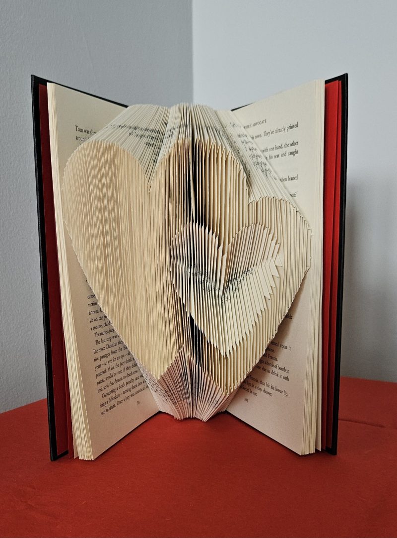 Folded Book Art. Hearts Entwined. Recycled Book Gift.