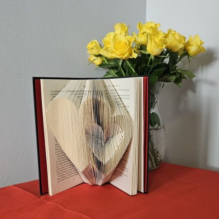 Folded Book Art. Hearts Entwined. Recycled Book Gift.