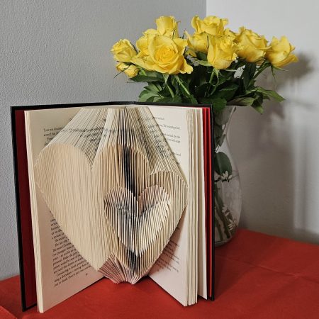 Folded Book Art. Hearts Entwined. Recycled Book Gift.