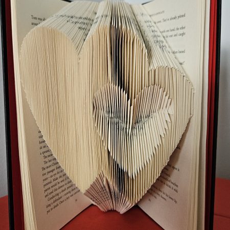 Folded Book Art. Hearts Entwined. Recycled Book Gift.