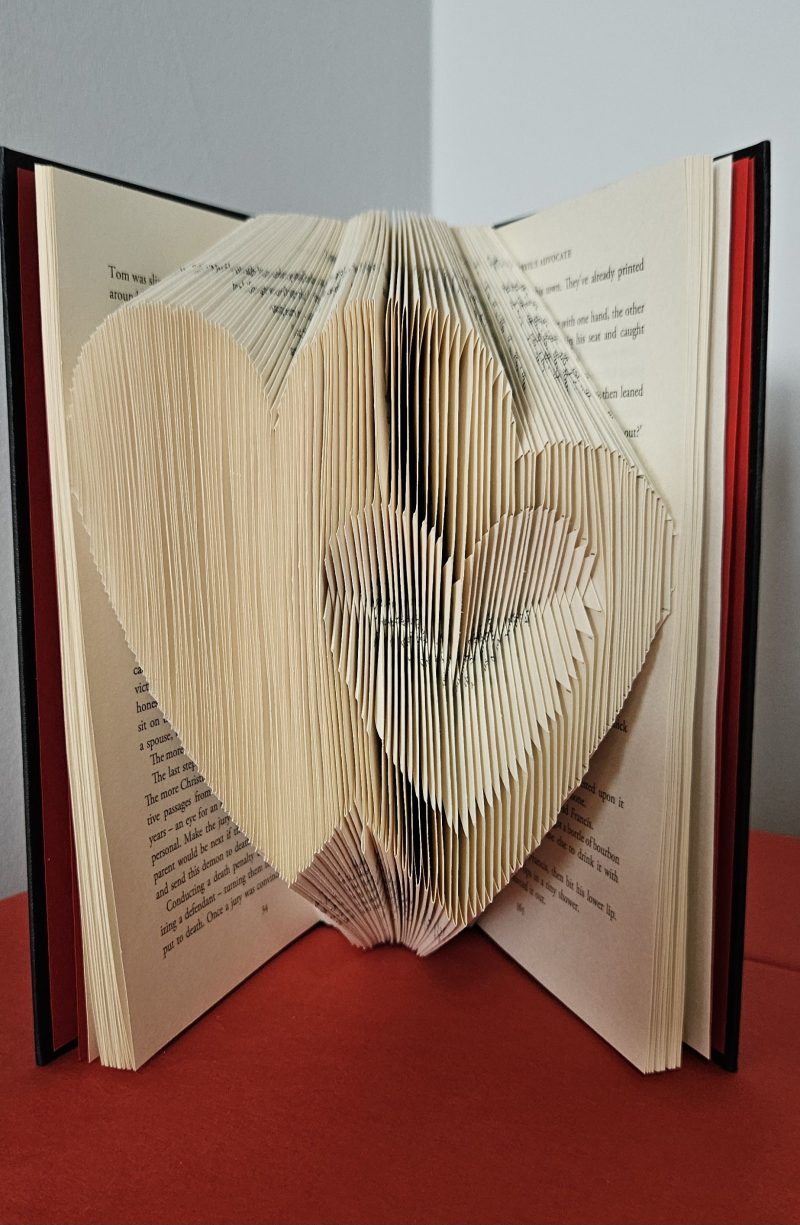 Folded Book Art. Hearts Entwined. Recycled Book Gift.