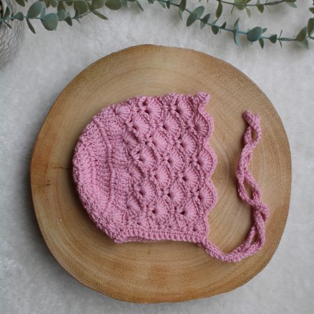 Crochet Pink Bonnet for a Baby Girl - Size 0-3 Months