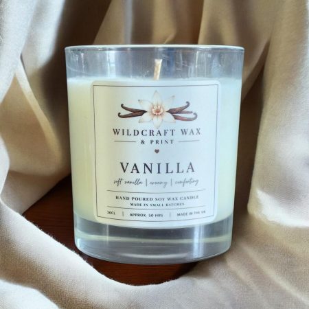 Vanilla Soy Wax Candle 30cl | Handmade Scented Candle | WildCraft Wax & Print