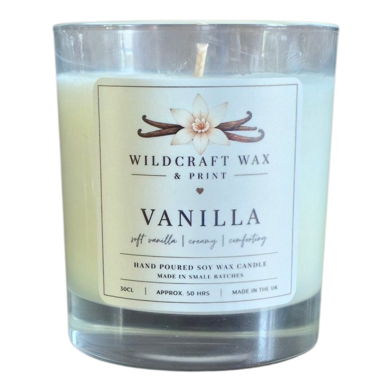 Vanilla Soy Wax Candle 30cl | Handmade Scented Candle | WildCraft Wax & Print