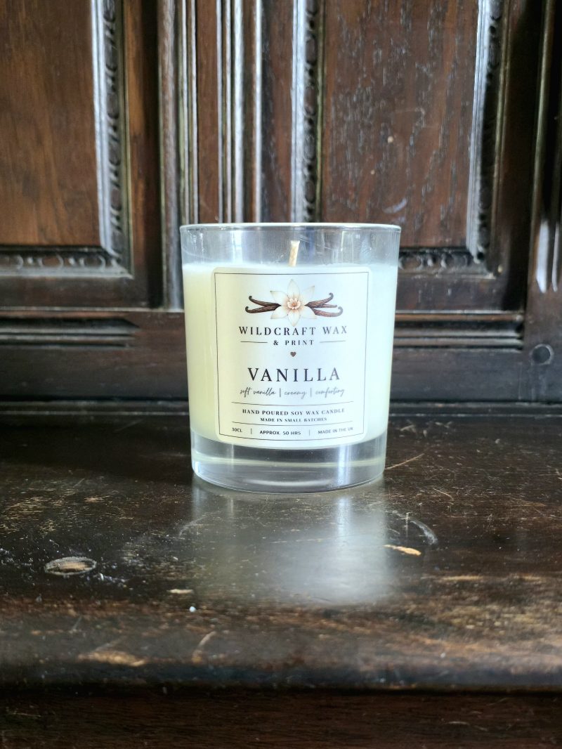 Vanilla Soy Wax Candle 30cl | Handmade Scented Candle | WildCraft Wax & Print