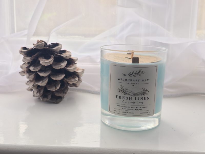 Fresh Linen Handmade Fresh Linen Soy Wax Candle 30cl | Clean Fresh Home Fragrance Gift