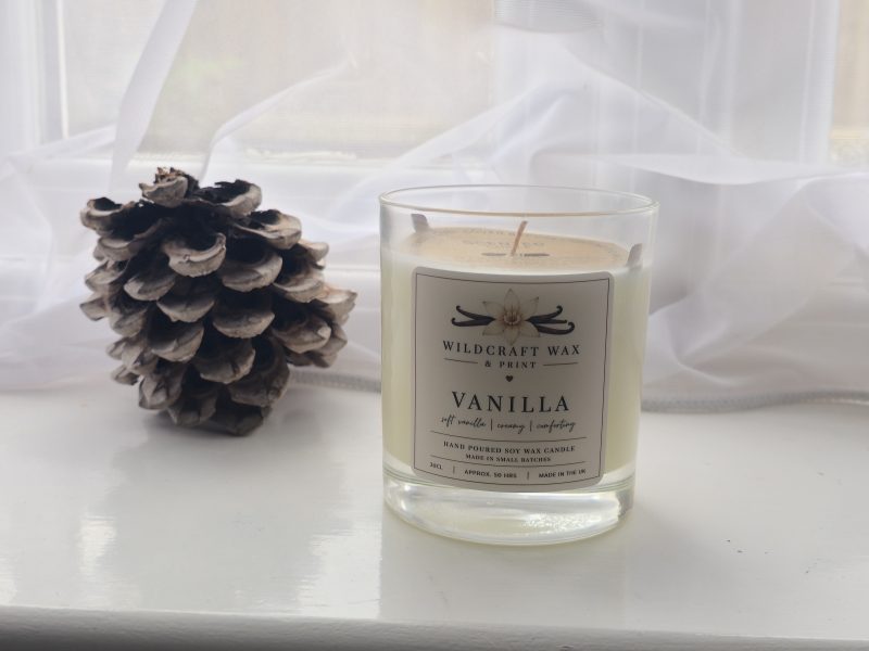 Vanilla Soy Wax Candle 30cl | Handmade Scented Candle | WildCraft Wax & Print