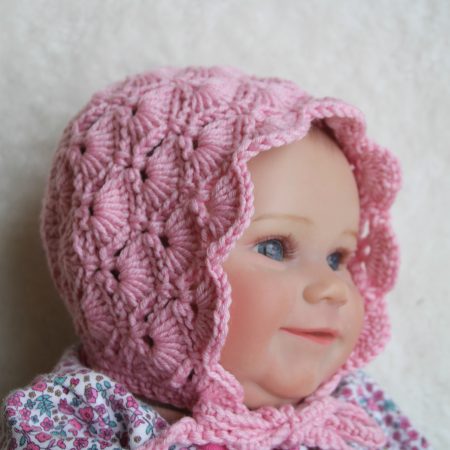Crochet Pink Bonnet for a Baby Girl - Size 0-3 Months