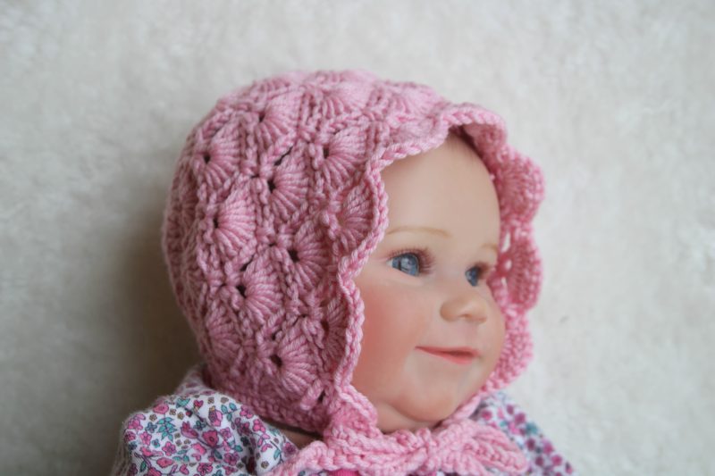 Crochet Pink Bonnet for a Baby Girl - Size 0-3 Months