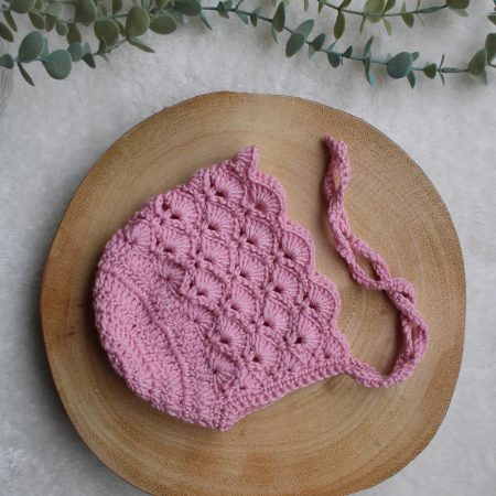 Crochet Pink Bonnet for a Baby Girl - Size 0-3 Months