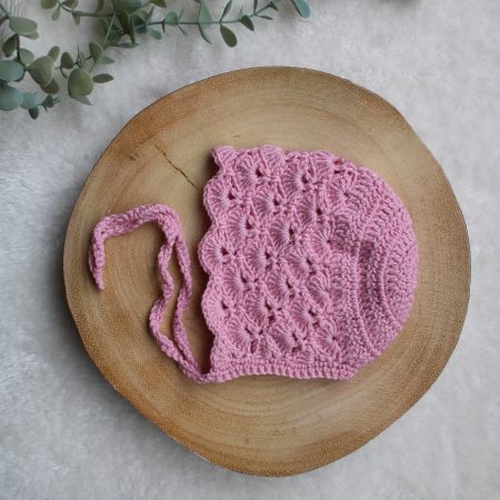 Crochet Pink Bonnet for a Baby Girl - Size 0-3 Months