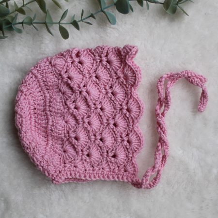Crochet Pink Bonnet for a Baby Girl - Size 0-3 Months