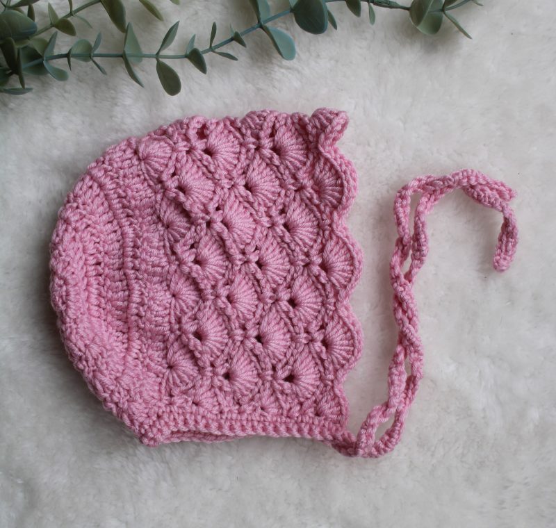 Crochet Pink Bonnet for a Baby Girl - Size 0-3 Months