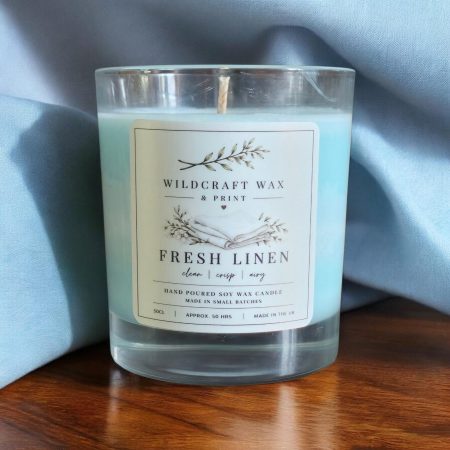Fresh Linen Handmade Fresh Linen Soy Wax Candle 30cl | Clean Fresh Home Fragrance Gift
