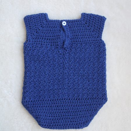 Back View of Crochet Cotton Baby Romper