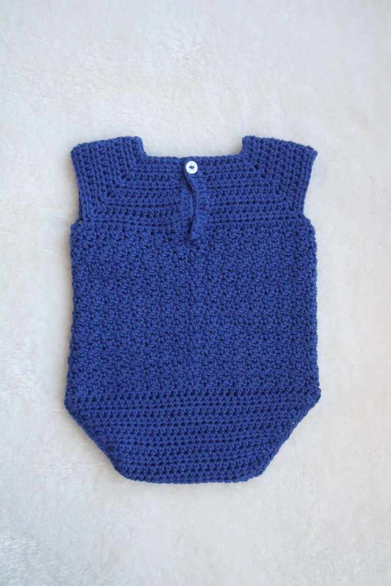 Back View of Crochet Cotton Baby Romper