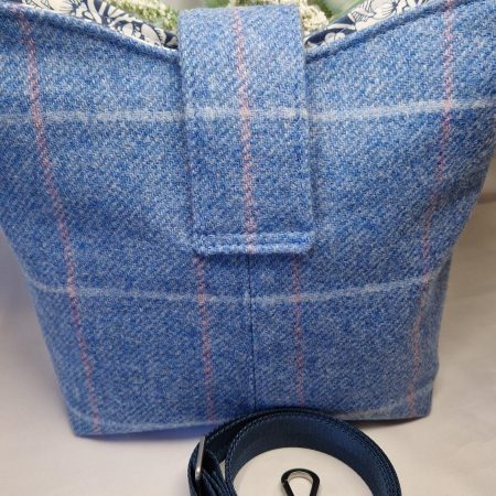 Bucket Bag in Abraham Moon blue Yorkshire window pane check tweed