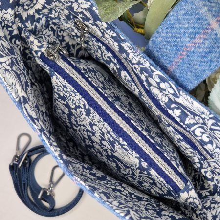 Bucket Bag in Abraham Moon blue Yorkshire window pane check tweed